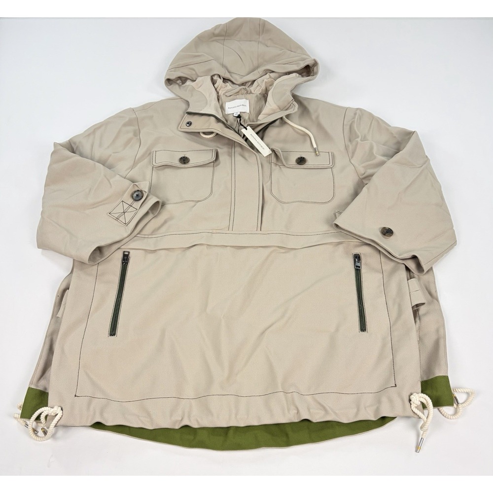 Banana Republic Oversized Wool Utility Popover Anorak Jacket Beige Women's M New